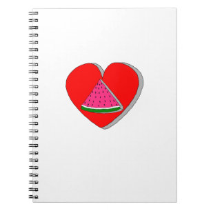 Zeichnend Wassermelone und Rotes Herz Notizblock