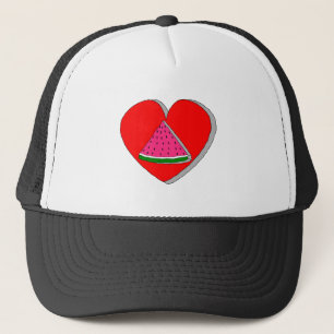 Zeichnend Wassermelone und Rotes Herz Truckerkappe
