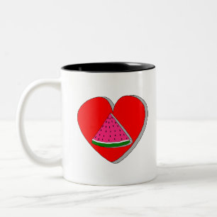 Zeichnend Wassermelone und Rotes Herz Zweifarbige Tasse