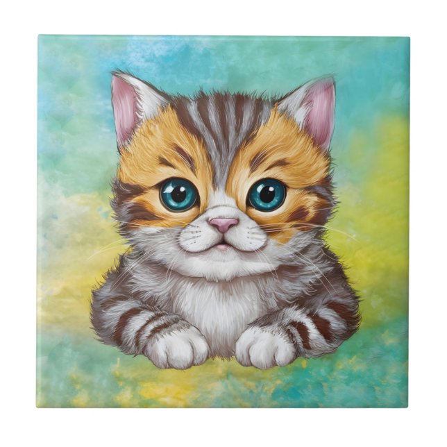 Zeichnende Katze Fliese (Vorderseite)