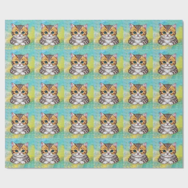 zeichnende Katze Geschenkpapier (Flach)