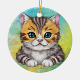 zeichnende Katze Keramik Ornament