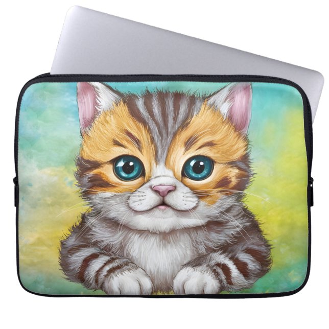 zeichnende Katze Laptopschutzhülle (Vorderseite)