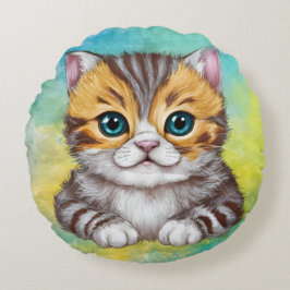 zeichnende Katze Rundes Kissen