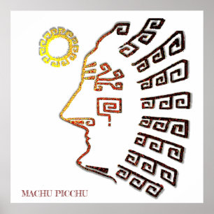 Zeichnung der Silhouette von Machu Picchu Poster