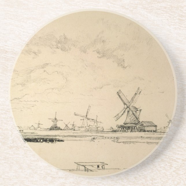 Zeichnung des Untersetzer Windmühlen (Vorne)