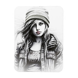 Zeichnung einer jungen Grunge Magnet