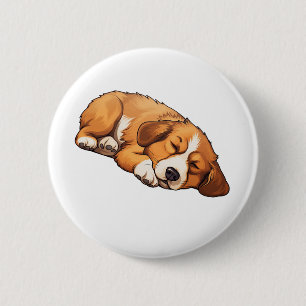 Zeichnung eines Cartoon-Hundes Button