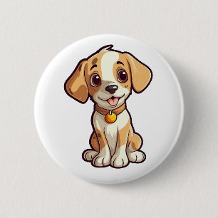 Zeichnung eines Cartoon-Hundes Button