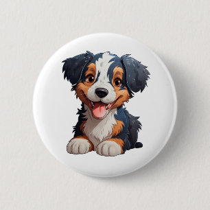 Zeichnung eines Cartoon-Hundes Button
