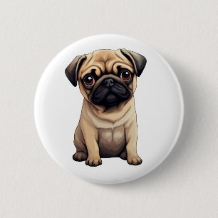 Zeichnung eines Cartoon-Hundes Button
