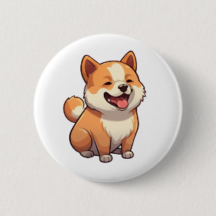 Zeichnung eines Cartoon-Hundes Button