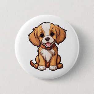 Zeichnung eines Cartoon-Hundes Button
