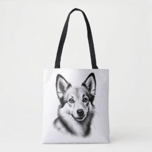 Zeichnung eines norwegischen Lundehund Tasche