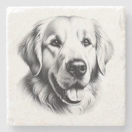 Zeichnung Golden Retriever Steinuntersetzer