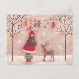 Zeichnung Renne-Weihnachtsmann Postkarte