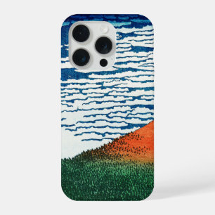 Zeichnung Roter Fuji Kanagawa Hokusai iPhone 15 Pro Hülle