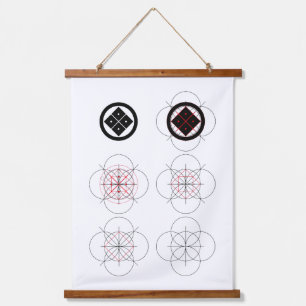 Zeichnung von Maru ni Sumitate Yotsume Wandteppich Mit Holzrahmen