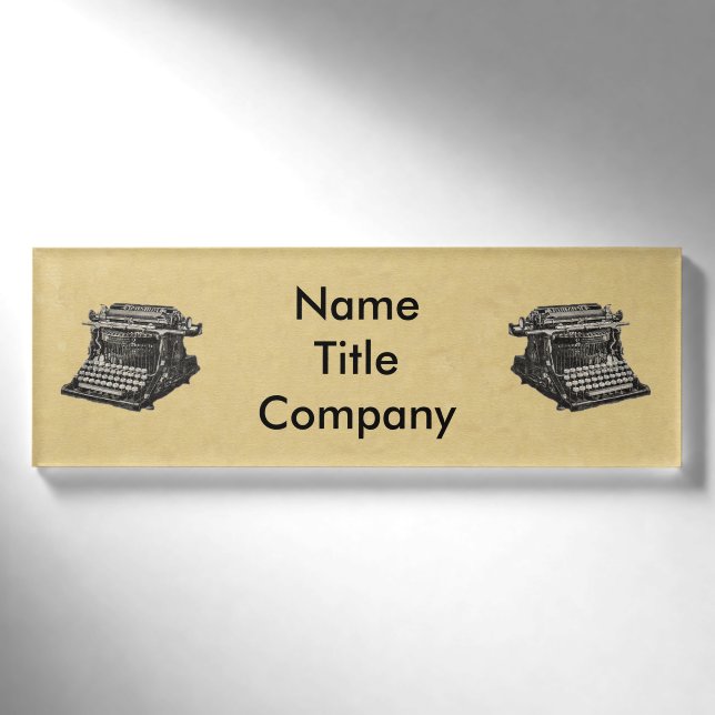 Zeichnung von schwarzen Old-Time-Schreibmaschinen  Namenschild (Vorderseite)