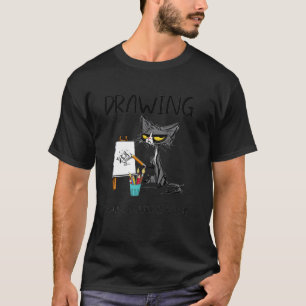 Zeichnung, weil Mord falsch ist Katzenzeichnung T-Shirt