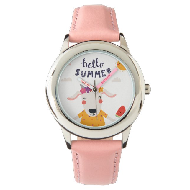 Zeig Hello Summer Lunette Rosa Zahlen Armbanduhr (Vorderseite)