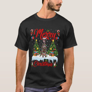 Zeige Hund frohe Weihnachtsbaum Leuchtpunkt Punkt T-Shirt