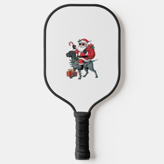Zeigehund Lover Funny Santa Riding Zeigehund Pickleball Schläger (Vorderseite)