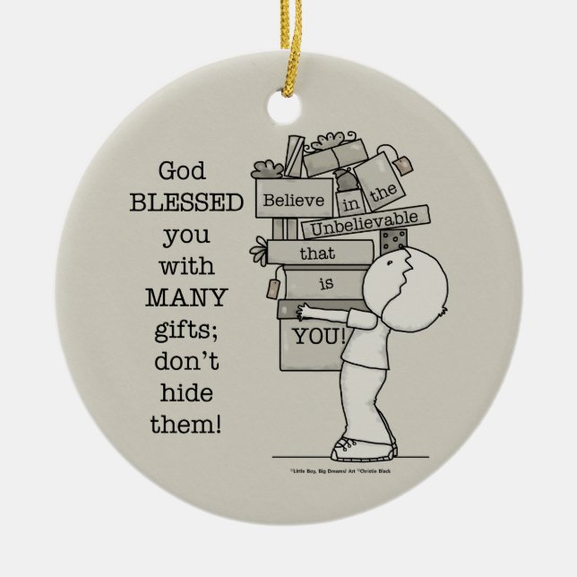 Zeigen Sie Ihre Geschenke Keramik Ornament (Vorne)