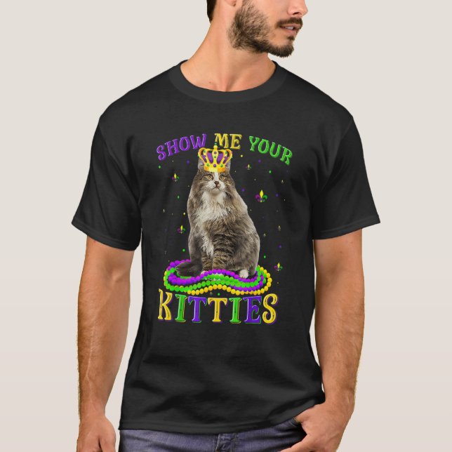 Zeigen Sie mir Ihre Kätzchen Niedlich Mardi Gras N T-Shirt (Vorderseite)