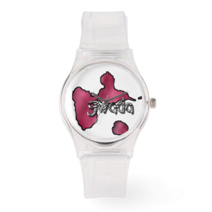 Zeigen Sie rosa Frau mit Karte von Guadeloupe Armbanduhr
