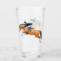 Zeigen Sie springendem Pferd Reiterglastrommel