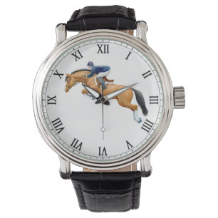 Zeigen Sie springendem Pferd Reiteruhr Armbanduhr