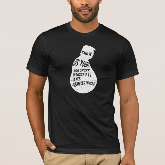 Zeigen Sie uns Ihre Knochen-Sporne, Steuern, T-Shirt (Vorderseite)