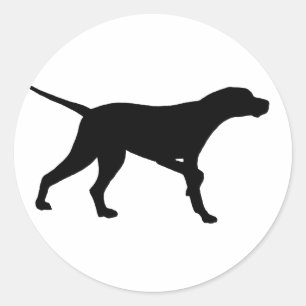 Zeiger-Hund (im Schwarzen) Runder Aufkleber