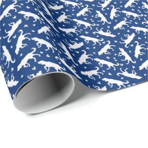 Zeiger und Schmetterlinge (Blau) Geschenkpapier