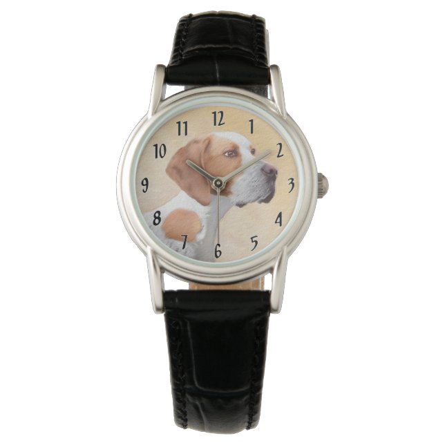 Zeigermalerei - Niedliche Originalkunst des Hundes Armbanduhr (Vorderseite)