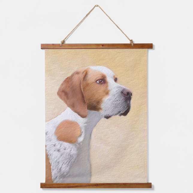 Zeigermalerei - Niedliche Originalkunst des Hundes Wandteppich Mit Holzrahmen (Vorderseite)