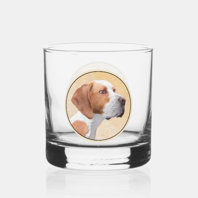 Zeigermalerei - Niedliche Originalkunst des Hundes Whiskyglas (Vorderseite)