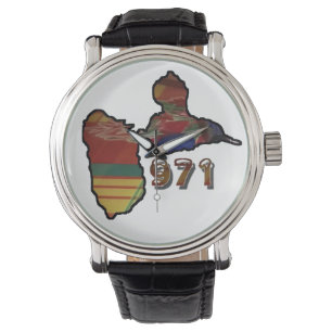 Zeigt für Mann mit Guadeloupe-Karte Armbanduhr