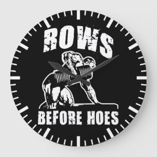 Zeilen vor Hoes - Funny Dumbell Row Workout Große Wanduhr