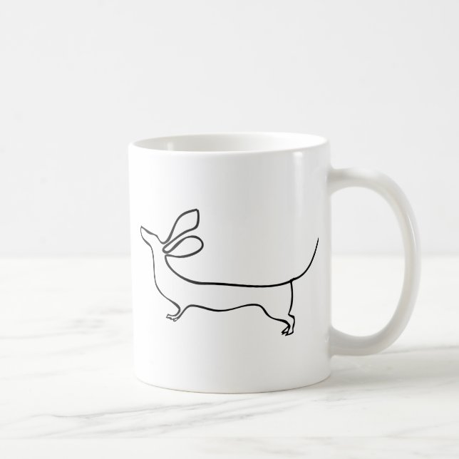 Zeilendarstellung Fliegenohren Dackel eine Kaffeetasse (Rechts)