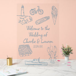 Zeilenzeichnungen New England Wedding Willkommensz Acrylschild