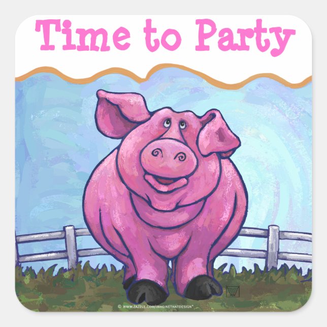 Zeit bis zum Party Schweinefleisch Umschlag Aufkle Quadratischer Aufkleber (Vorderseite)