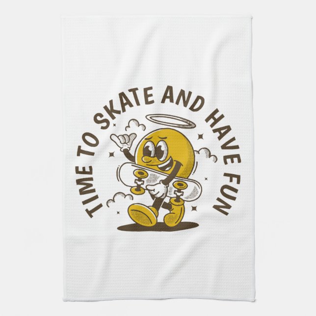 Zeit bis zum Skate Geschirrtuch (Vertikal)