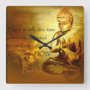 Zeit,… Buddha-Zitatuhr zu wecken Quadratische Wanduhr