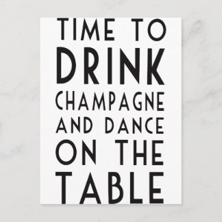 Zeit, Champagne zu trinken und auf die Tabelle zu Postkarte