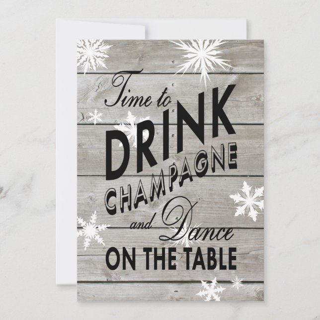 Zeit, Champagner an der Bar zu trinken Xmas Einlad Einladung (Vorderseite)