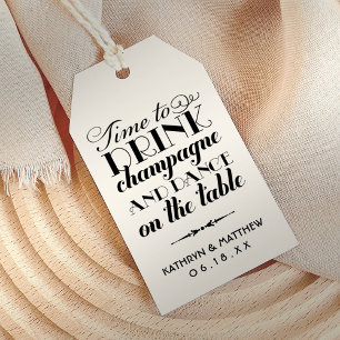 Zeit, Champagner zu trinken Elfenbein-Monogramm-Ge Geschenkanhänger