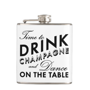 Zeit, Champagnerflasche zu trinken Flachmann