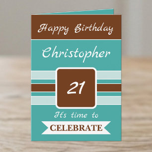 Zeit, den 21. Geburtstag braun zu feiern Karte